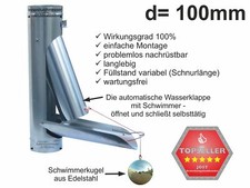 Zink Regenwasserklappe d=100mm automatisch mit Schwimmer - rostfrei BESTSELLER