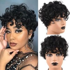 Black Pixie Afro Curly Wigs Afro Curly for Women Pixie Cut Black Synthetic Wig