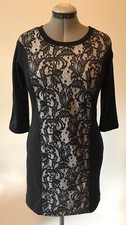 Como Vintage Black Dress Floral Pattern Print Thigh Length Womens Small