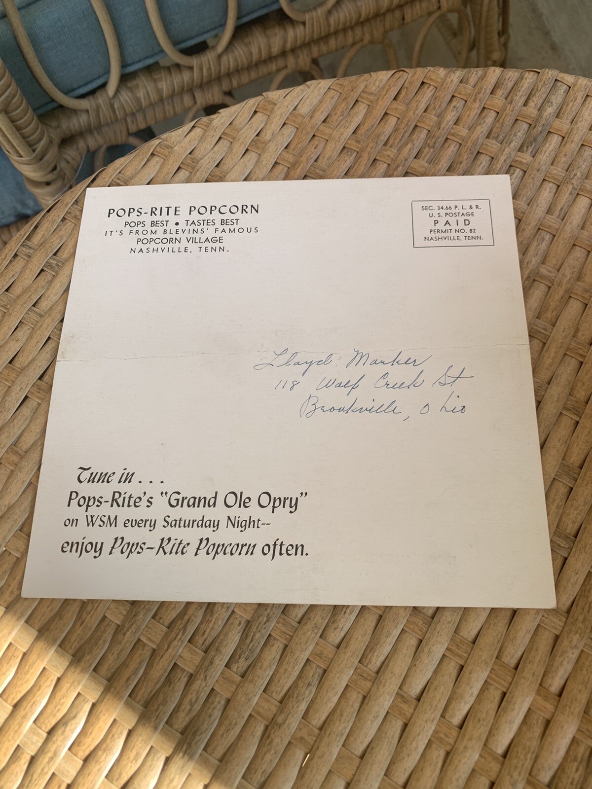 Rare Vintage PopRite Popcorn Grand Ole Opry Hank Williams