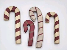Wooden Candy Canes For Christmas Decor Lot of 4 Dough Bowl Filler Mixed Sizes