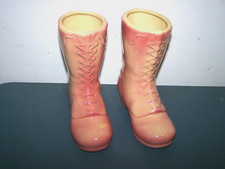 VINTAGE PAIR OF POTTERY BOOTS VASES UNKNOWN MAKER