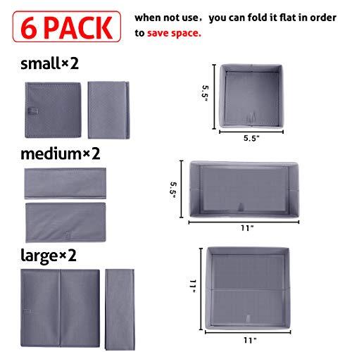 Dresser Drawer Organizer, Foldable Cloth Storage Box Closet 6pack Solid Grey - Bild 2 von 6