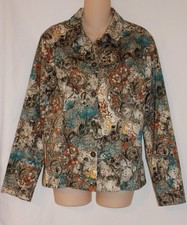 Chico's Multi-Color Stretch Artsy Button Down Jacket Size 1 Medium