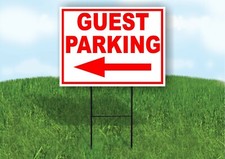 GUEST PARKING LEFT arrow red Yard Sign Road with Stand LAWN SIGN Single sided