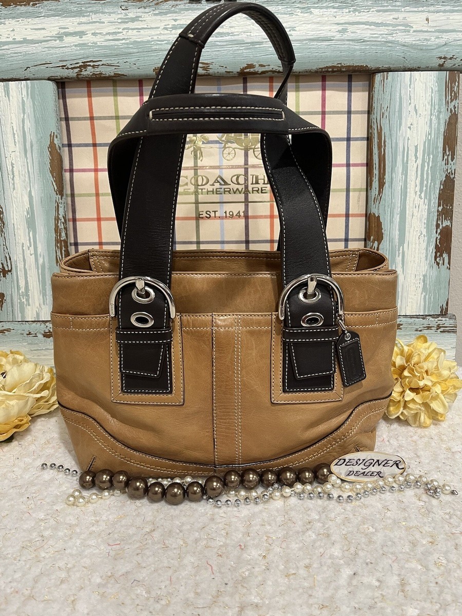 Authentic Coach Soho Tan & Brown Leather Shoulder Bag Tote