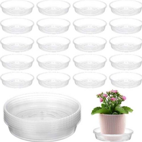 1/20 x Clear Round Plastic Plant Pot Saucer Planter Water Drip Tray Base Plate - Picture 2 of 10