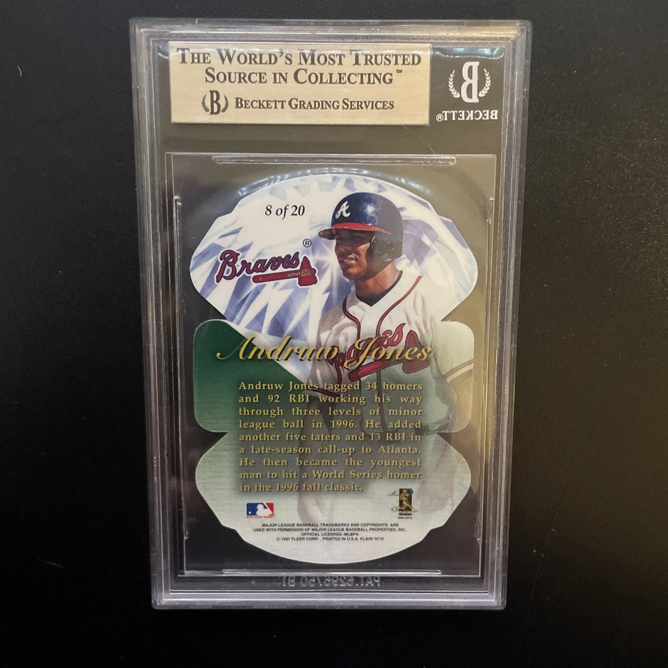 Escaparate estilo 1997 cortes de diamante #8 Andruw Jones BGS 9,5 impecable Foto 2 de 3
