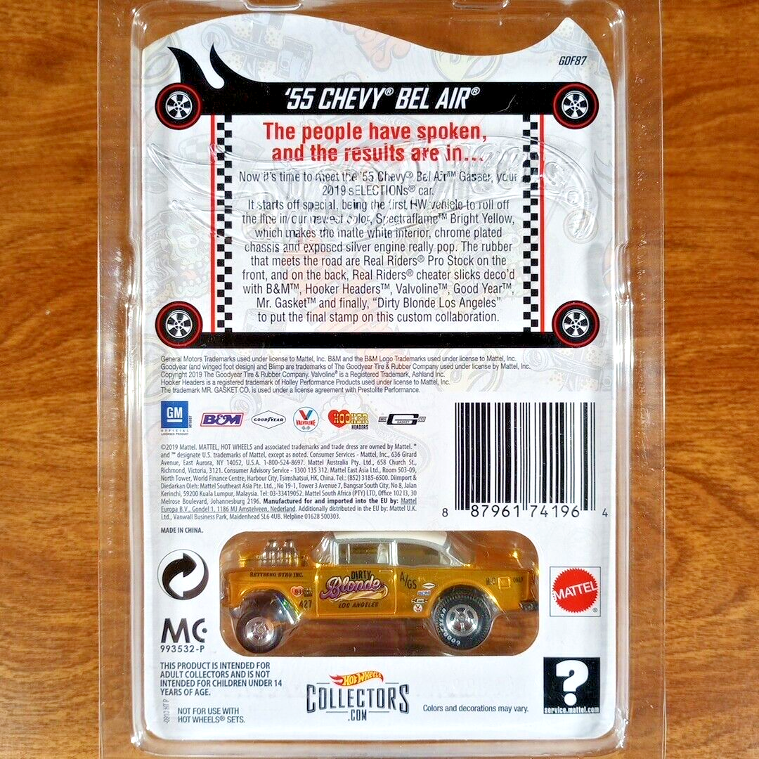 Hot Wheels RLC 2019 Selections '55 Chevy Bel Air Gasser Yellow