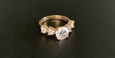 10 Karat Gold Plated Elegant Cubic Zirconia Ring Size 7