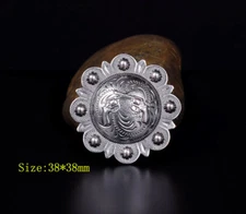 6PC CROSS PISTOL CONCHOS ANTIQUE SILVER BERRY WESTERN RODEO LEATHERCRAFT 1 1/2 "