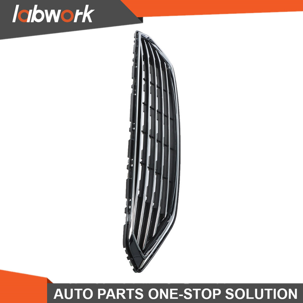 Shiny Chrome Front Grille For 2017-2018 Ford Fusion – Upper Bumper Insert By Labwork (HS7Z-8200-AA)