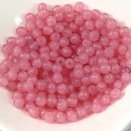 Czech Pressed Druk Round Smooth Glass Beads 4mm Pink Opal Milky 100 pieces CL151