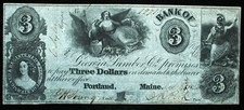 1845 $3 Georgia Lumber Company, Maine Obsolete Crisp AU-Unc