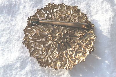 Broche Fantaisie Ronde Strass Multicolore – Vintage – 6 Cm