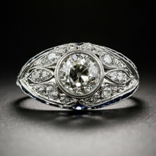 1.70Ct White Round Cut CZ Antique Engagement Ring 925 Sterling Silver
