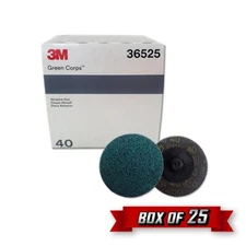 3M 36525 | Green Corps Roloc Disc, TR, 2.000" x 40 Grit (Replaces 01398) {25pk}