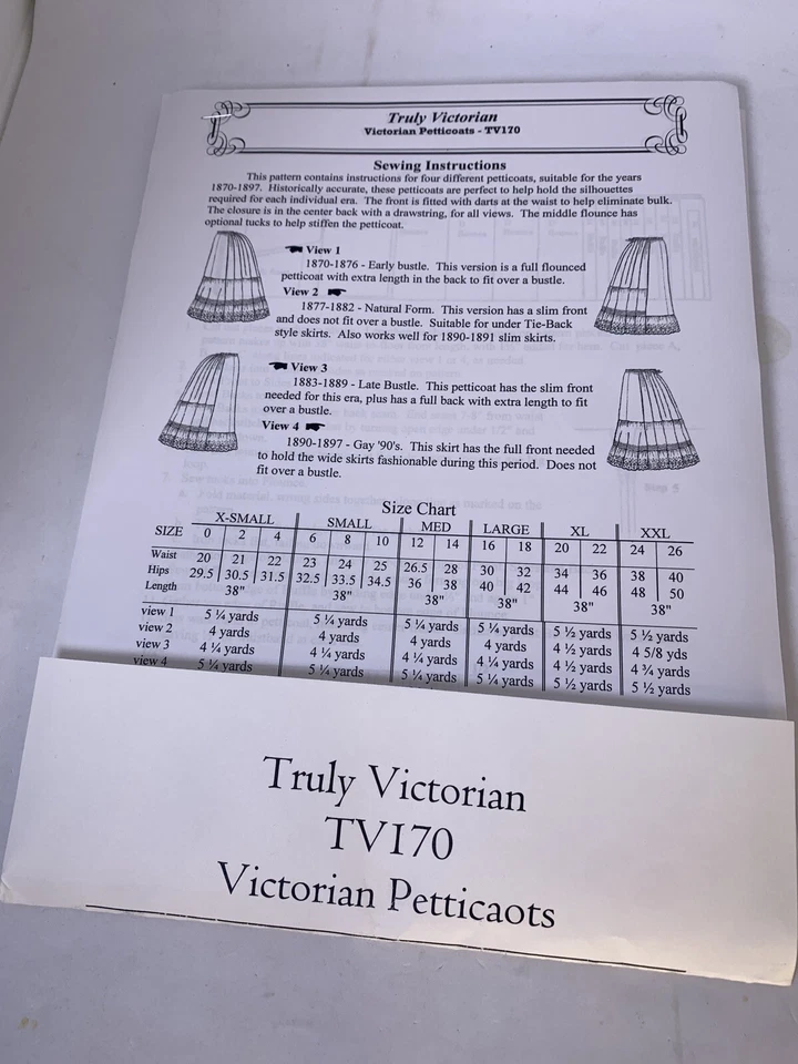 Petticoats TRULY VICTORIAN pattern TV170 Uncut Sz 20 to 40 Waist - Image 2 of 4
