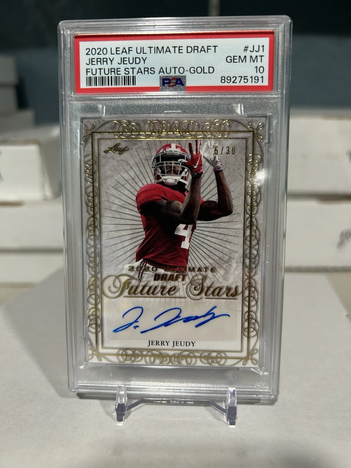 Jerry Jeudy Leaf Ultimate Draft Future Stars Autographs #JJ1 Gold