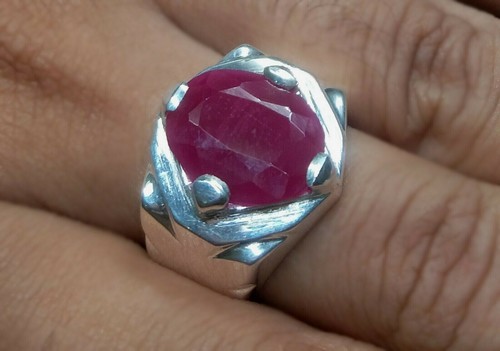 Cushion Cut Deep Red Ruby Mens Ring Sterling Silver 925 Roby Handmade Yaqot Ring - Picture 12 of 12
