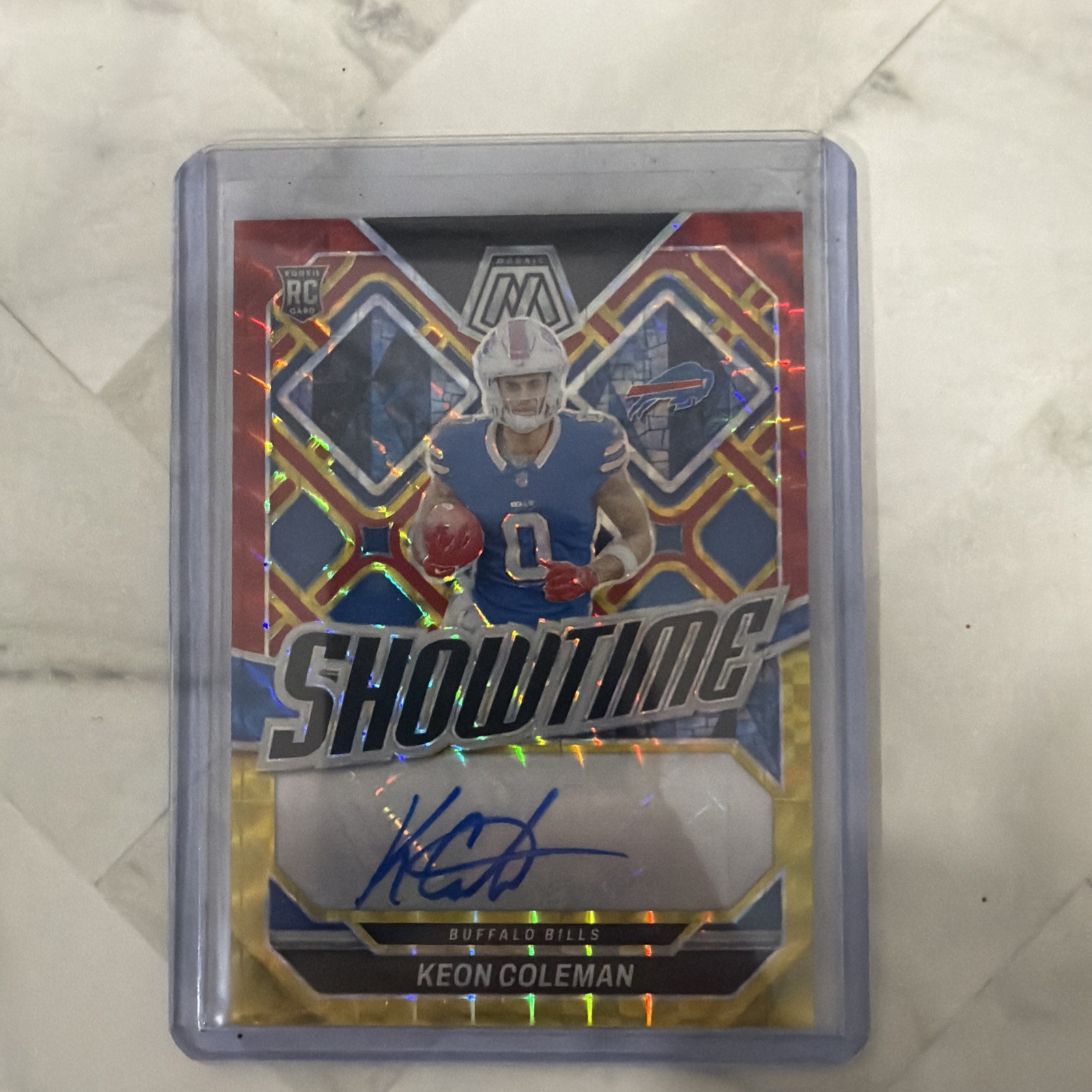 Keon Coleman 2024 Panini Mosaic Fusion Red Yellow Showtime Auto RC