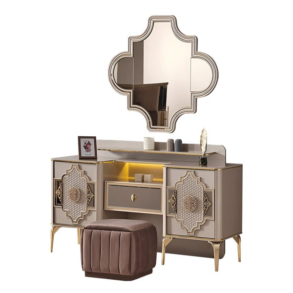 Moderner Beiger Schminktisch Frisierkommode LuxuriöSe Schlafzimmer MöBel-image
