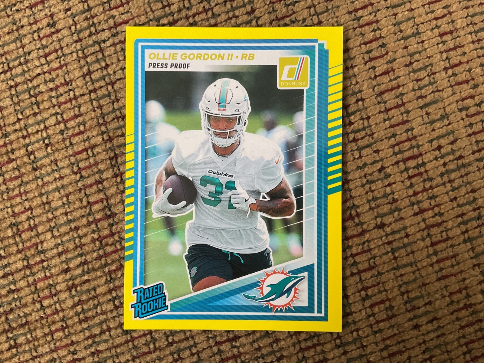2025 Donruss #394 Ollie Gordon II YELLOW PRESS PROOF Dolphins Card Parallel