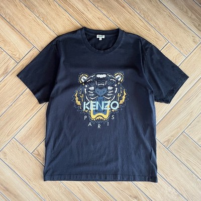 Kenzo T-Shirt Herren Tiger Logo Baumwolle Kurzarm Schwarz XL