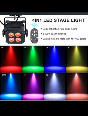 Yiflamefly 4Pcs 30W Par Lights 4x8W LED RGBWYP+CYAN DJ Light Remote & DMX Contro