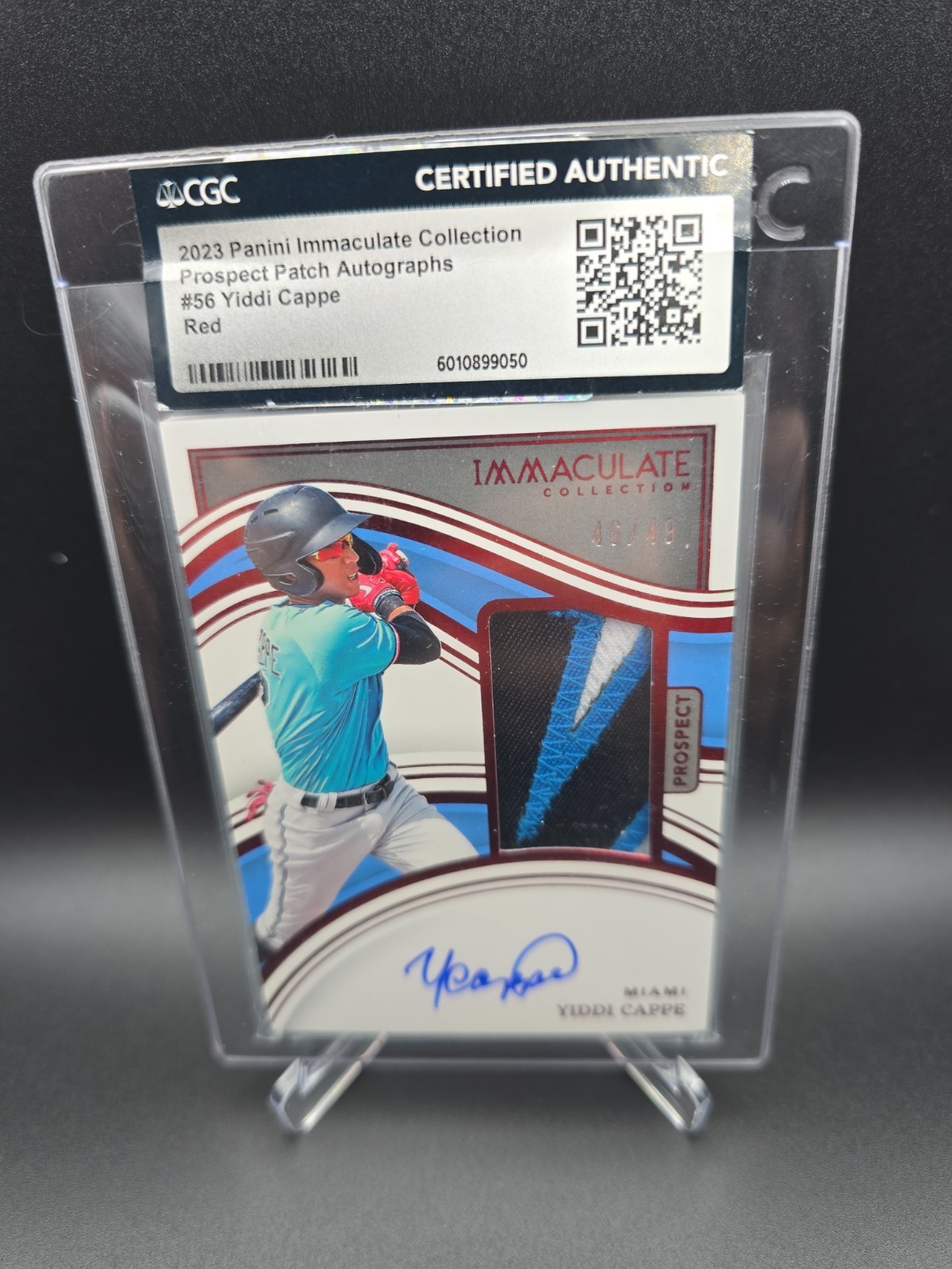 2023 Panini Immaculate - Yiddi Cappe Red Rookie Patch Auto /49 CGC Cert Auth view 2