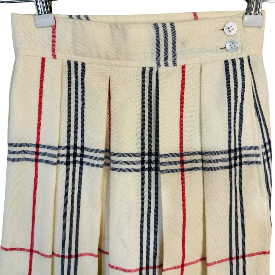 Vtg Evan Picone Skirt Women 4 Yellow Plaid Wool Pleated A-Line Maxi USA - Image 3 of 4