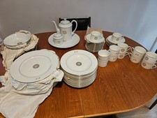 73 Piece, Gold Trimmed EE Engraved Dinner Set - Porcelaine De Limoges France