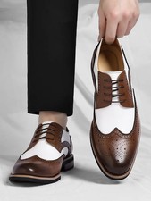 Men's Leather Oxford Wingtip Lace Up Business Wedding Office Party Formal Shoes
