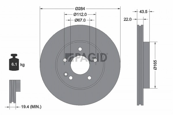 2X Bremsscheibe Pagid 52118NHC FüR Mercedes Klasse Model S202 W202 180 202 078-image