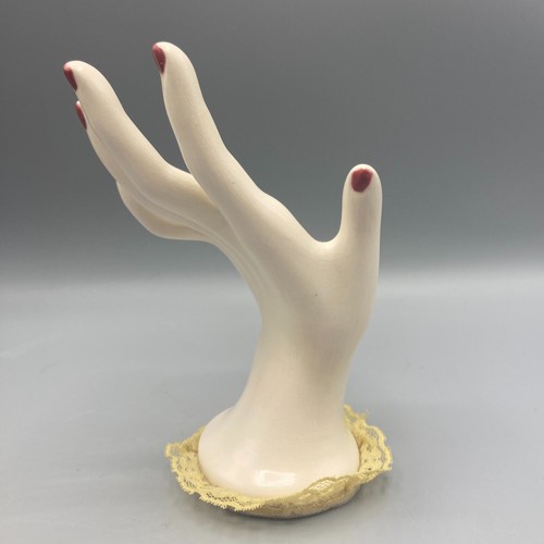 Porta anelli espositore gioielli a mano unghie dipinte in ceramica vintage - Foto 2 di 8