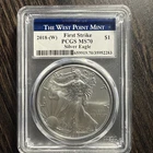 2018 W - American Silver Eagle MS70 PCGS - West Point Mint Label - First Strike