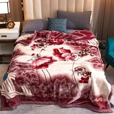 2 Ply Plush Mink Fleece Blanket Cozy Warm Floral Bed Sofa Blanket Winter Autumn
