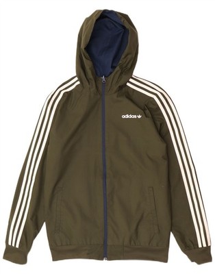 Adidas Herren Bomber Wendejacke mit Kapuze UK 36 Small Khaki Polyester AI07