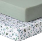 Baby Crib Sheets for Boys Girls, 2 Pack Fitted Sheets, Leaf & Green 