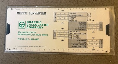 1973 Graphic Calculator Metric Converter NOS Made in USA Tested Org Sleeve