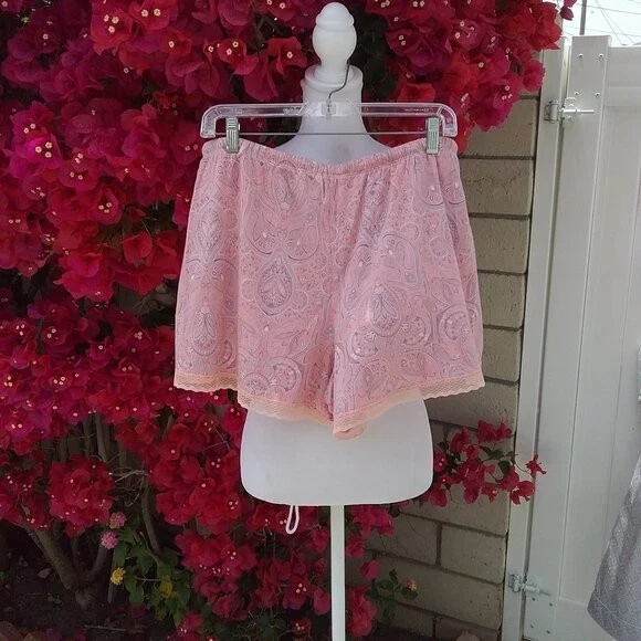 Gilligan & O'Malley PJ (2) piezas conjunto corto estampado melocotón cachemir tejido grande Foto 4 de 4