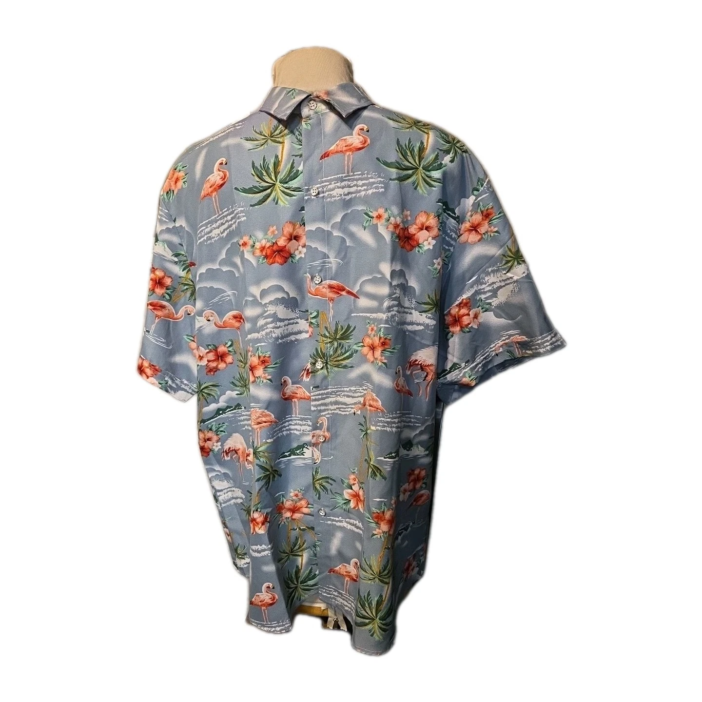 Hawaiian Shirt by SSLR Vogue Mens 2XL Tropical Flamingo Short Sleeve