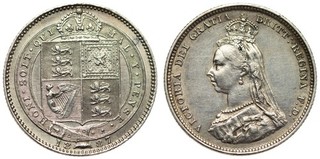 Gran Bretaña Chelín 1887 Victoria plata