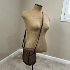 Chala Charming Faux Leather Pouch Tassel Crossbody Cell Phone Bag Brown