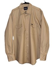 Wrangler Men's Cowboy Cut Western Long Sleeve Snap XL Khaki Pearl Buttons