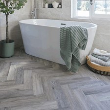 luxury vinyl tiles - Grey Driftwood Herringbone LVT