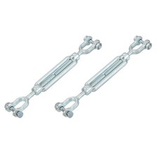 2Pcs M10 Jaw and Jaw Turnbuckles Wire Rope Tension Galvanized Steel Turnbuckle