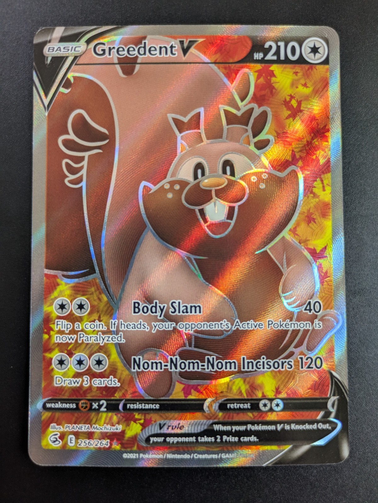 Greedent V Ultra Rare Full Art 256/264 - Pokemon TCG Fusion Strike - MINT / NM