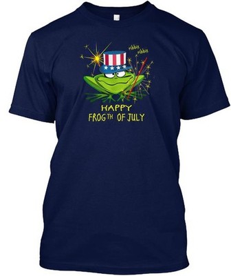 Funny 4th Of July American Frog T-Shirt Made in the USA Size S to 5XL