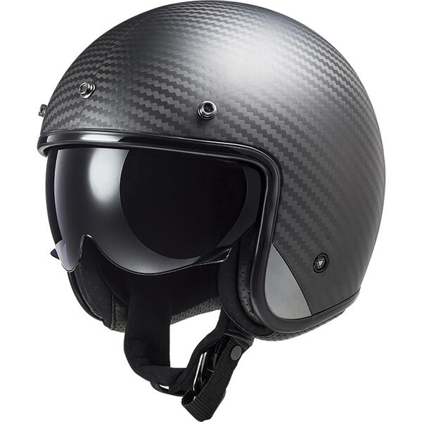 Casque jet LS2 OF601 BOB II CARBON moto vintage et scooter noir